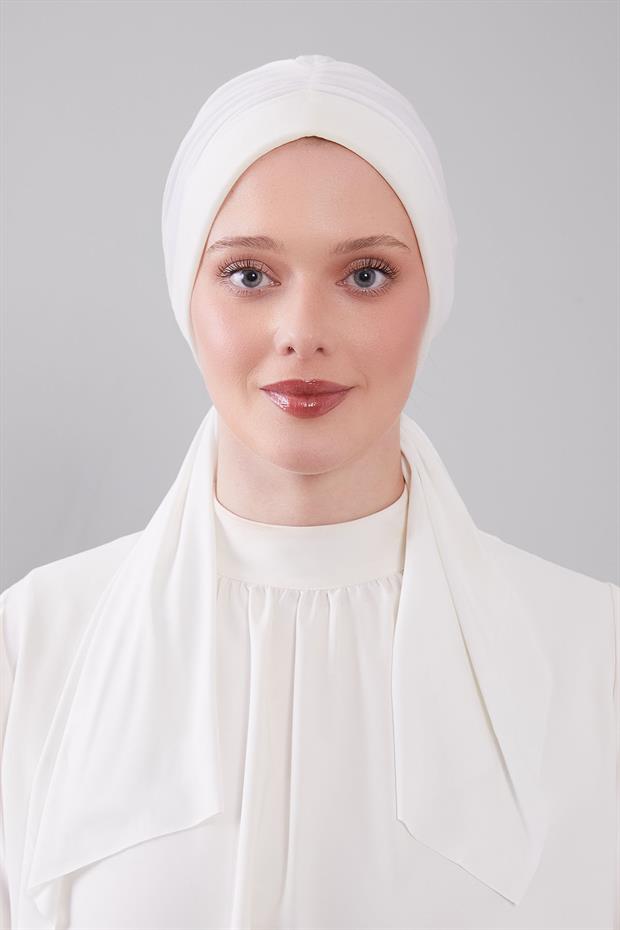 Ekru Kelebek Desen Hazır Şal