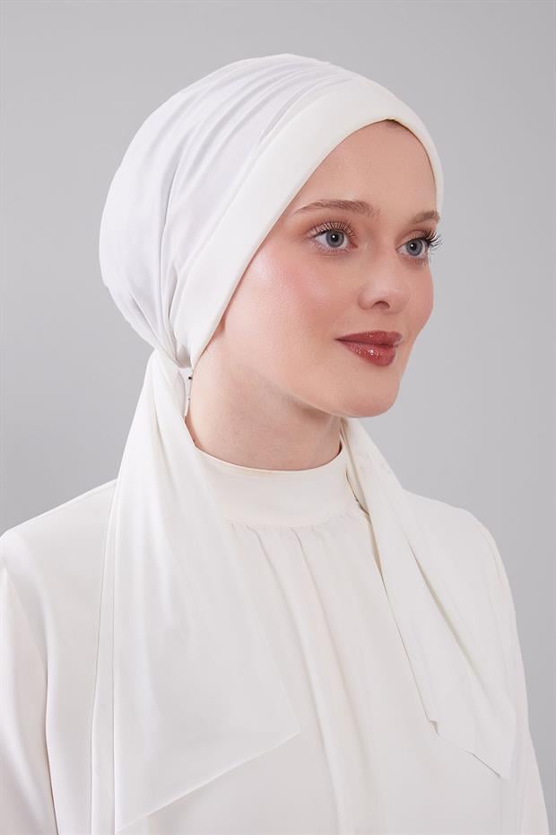 Ekru Kelebek Desen Hazır Şal