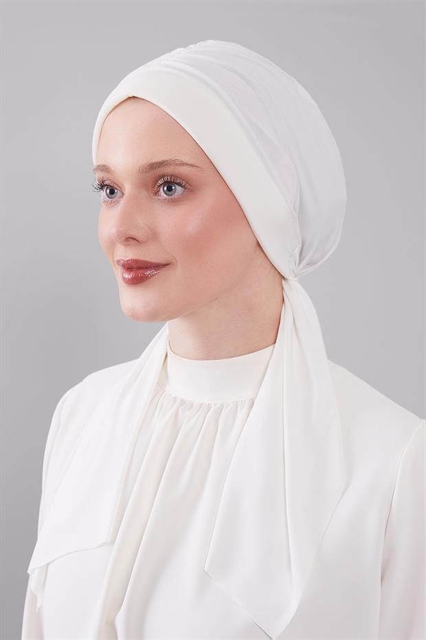 Ekru Kelebek Desen Hazır Şal