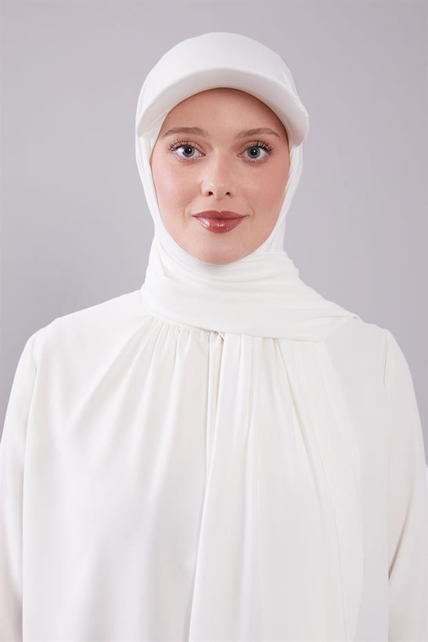 Ekru Pratik Şapkalı Şal