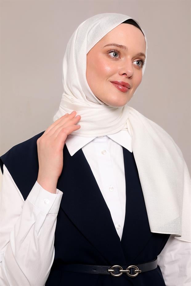 Ekru Simli Bodrum Şal