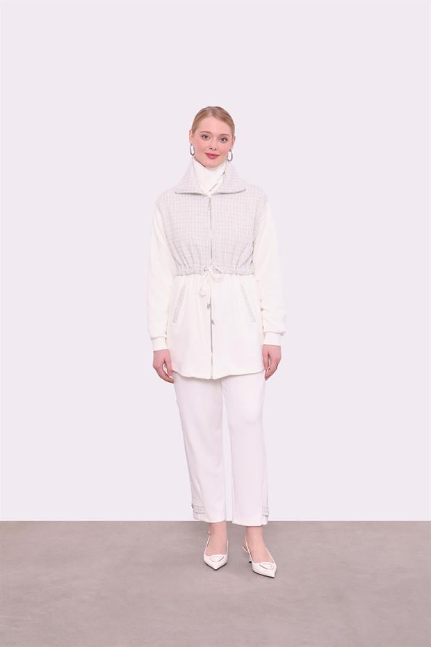 Ekru Tüvit Üst Detaylı İkili Takım