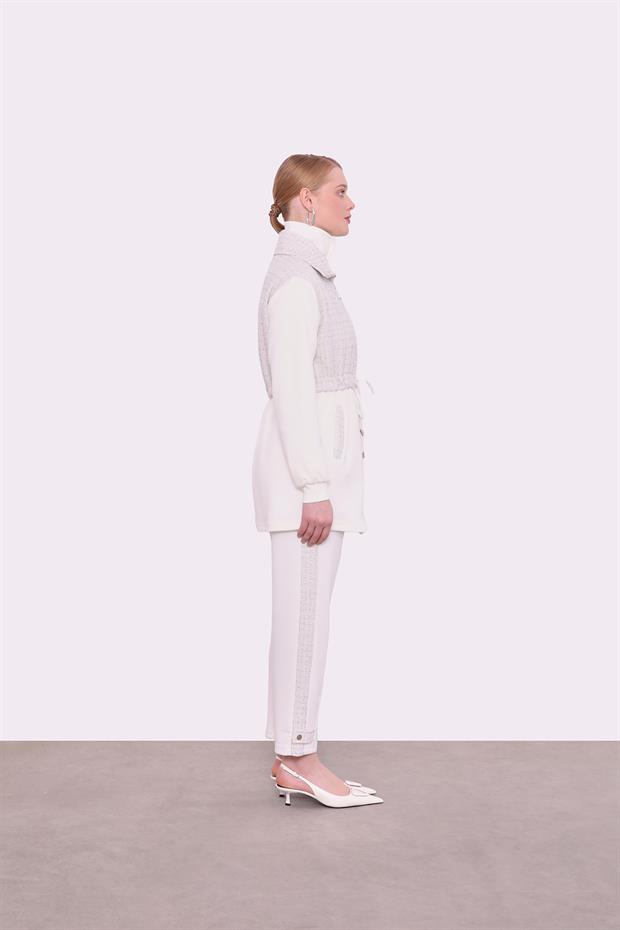 Ekru Tüvit Üst Detaylı İkili Takım