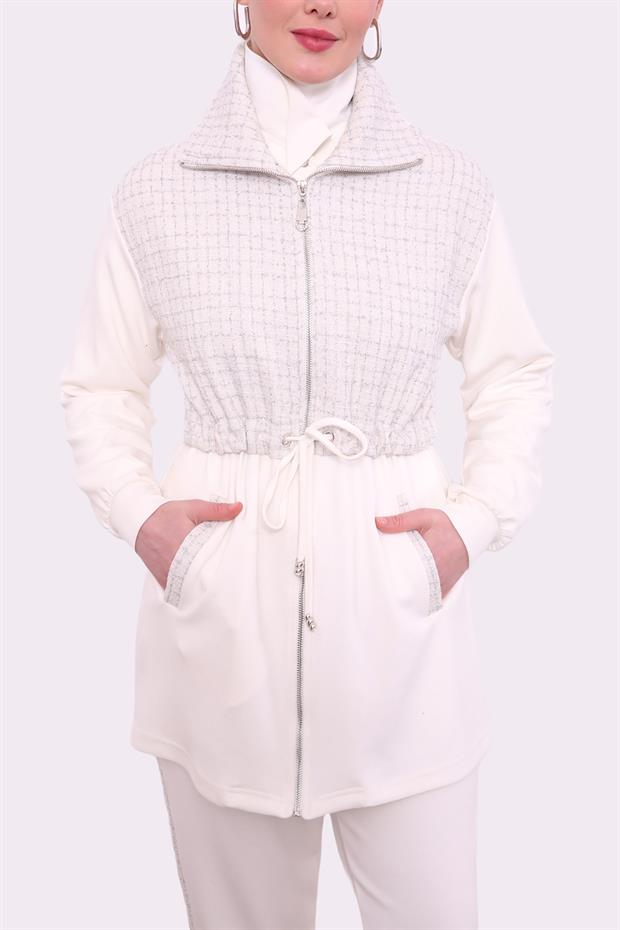 Ekru Tüvit Üst Detaylı İkili Takım