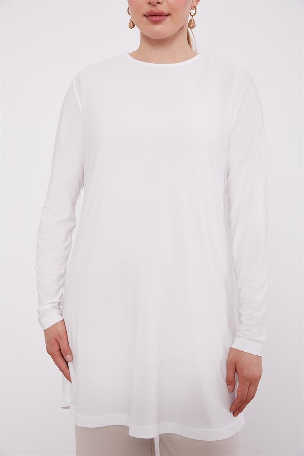 Ekru Uzun Kollu Sandy İçlik