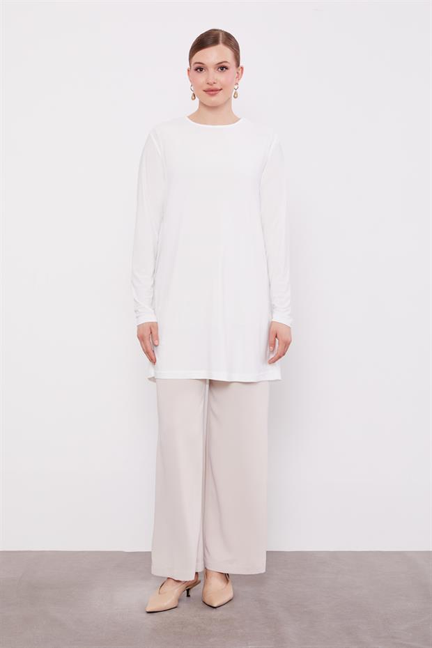 Ekru Uzun Kollu Sandy İçlik