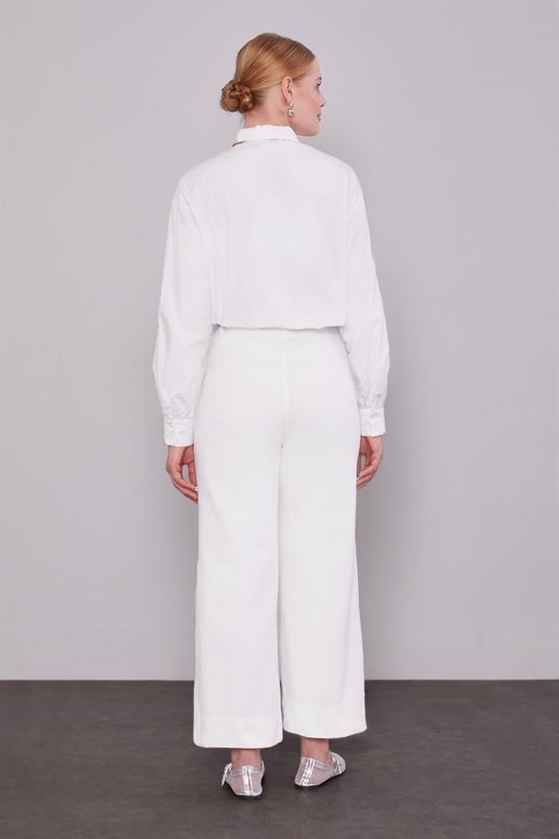 Ekru Wideleg Pantolon