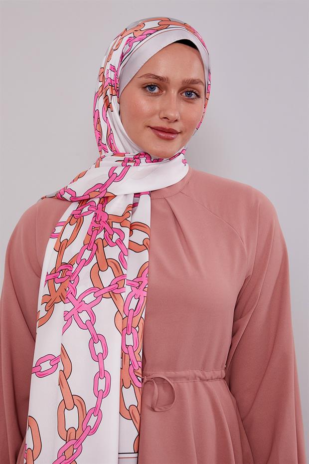 Ekru Zincir Twill Şal