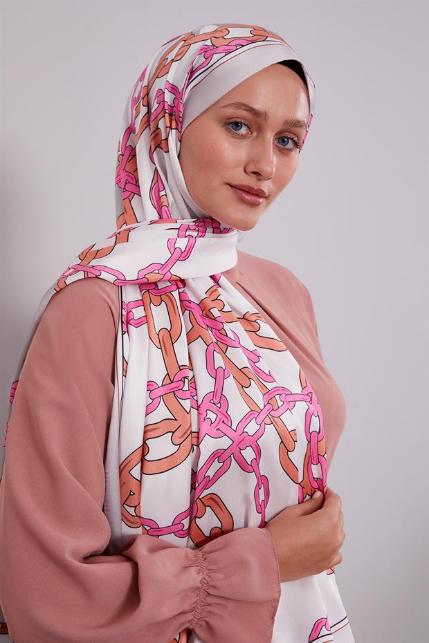 Ekru Zincir Twill Şal