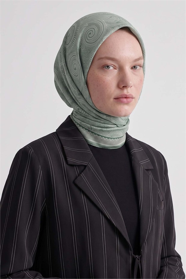 Etnik Desen Marvella Eşarp Mint Yeşili