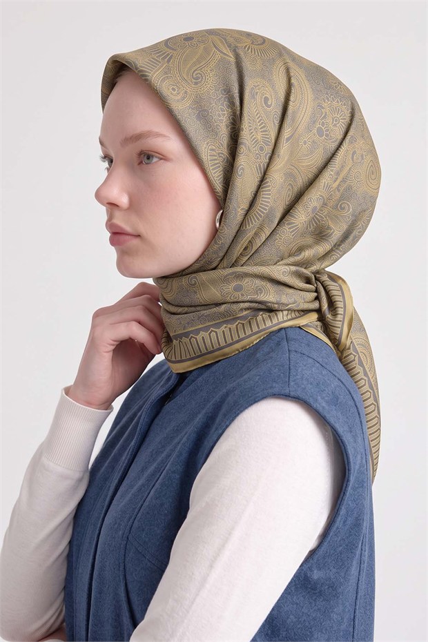 Etnik Desen Marvella Eşarp Sarı
