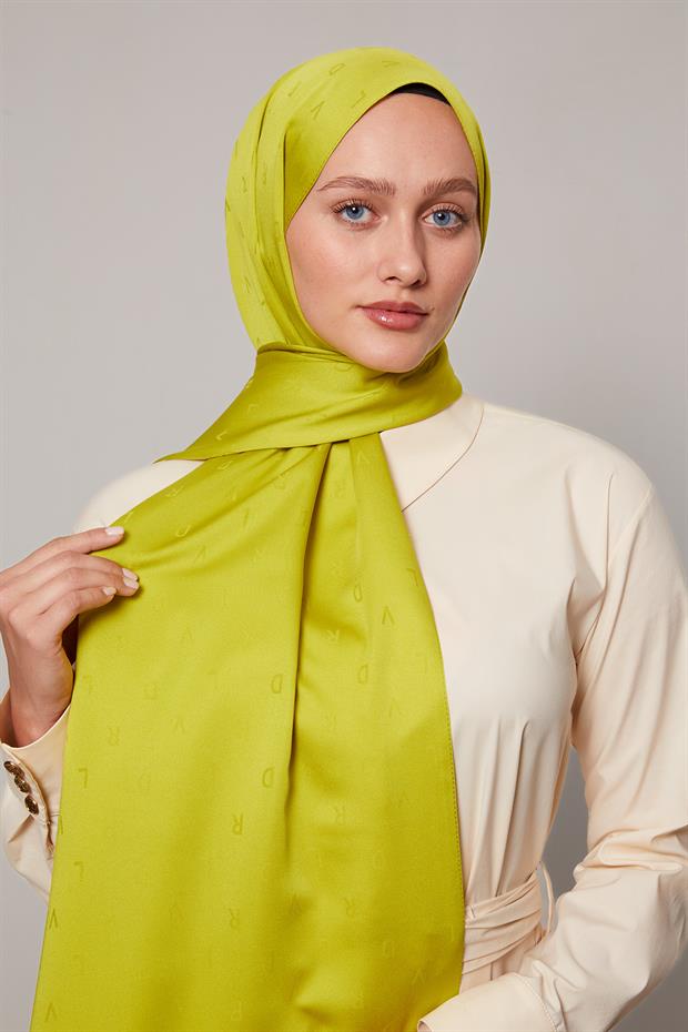 Fıstık Yeşili Mini LVD Baskılı Jakarlı Şal