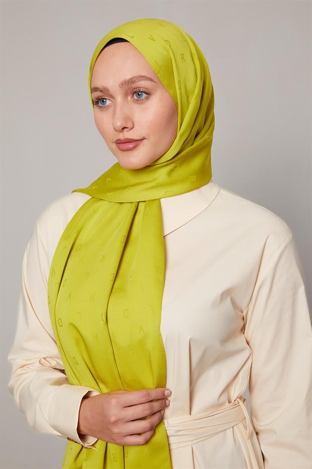 Fıstık Yeşili Mini LVD Baskılı Jakarlı Şal