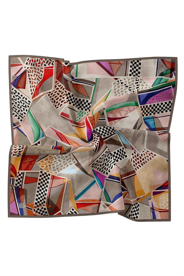 Füme Dama Desen Twill İpek Eşarp