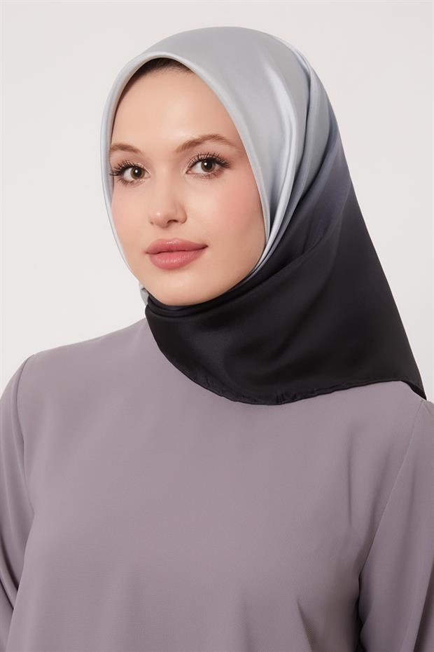 Füme Geçişli Twill İpek Eşarp