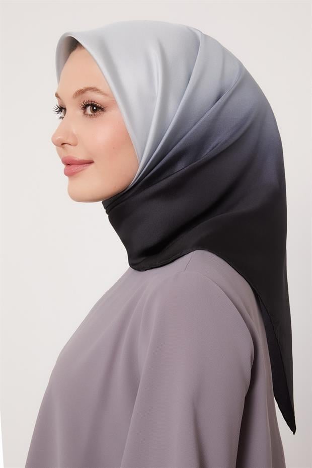Füme Geçişli Twill İpek Eşarp