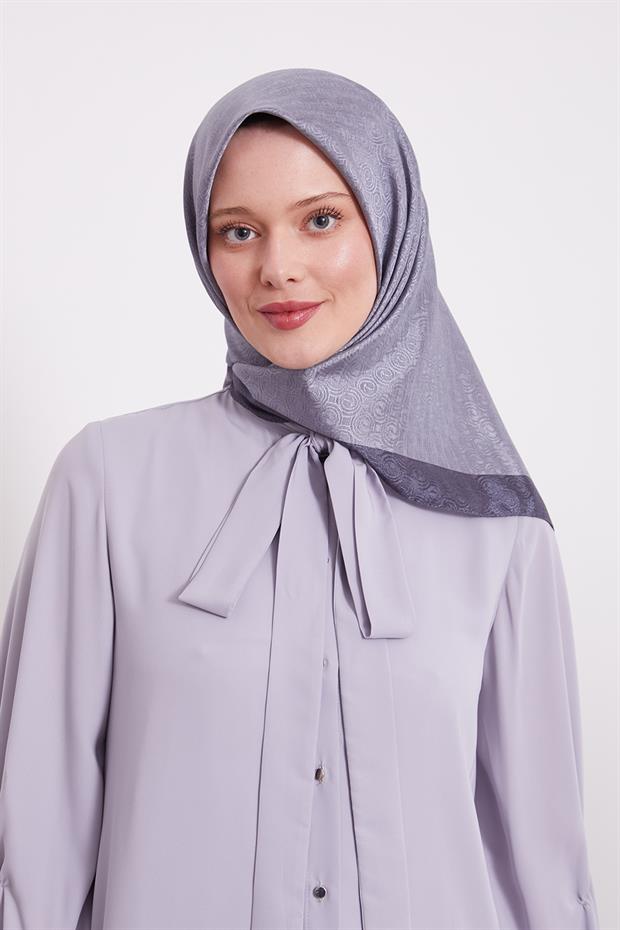 Füme Halka Desen Monogram Eşarp
