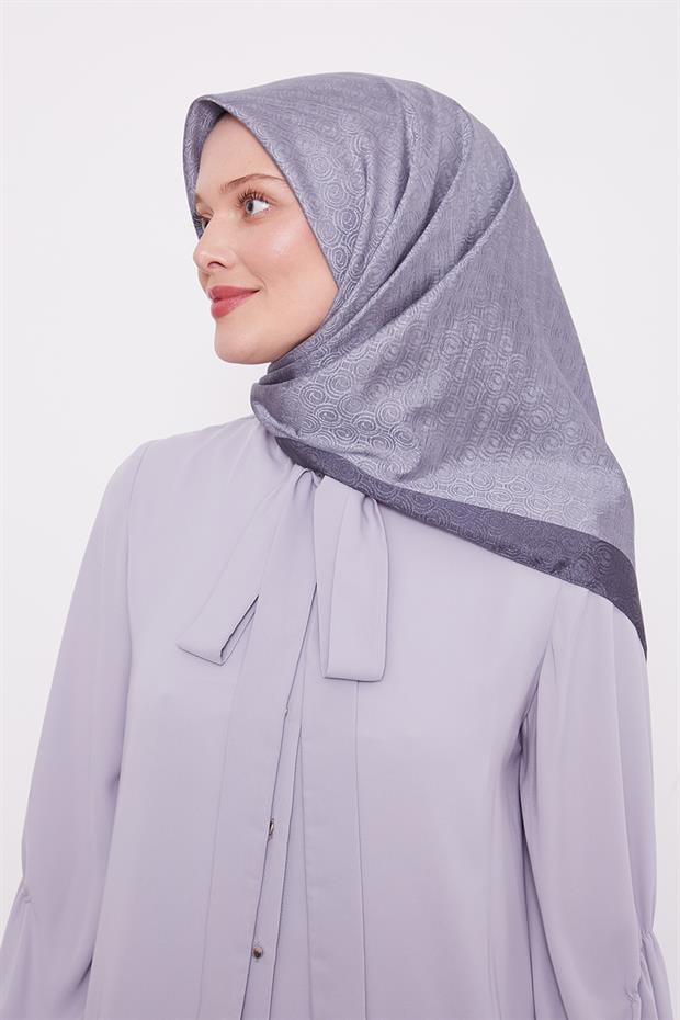 Füme Halka Desen Monogram Eşarp