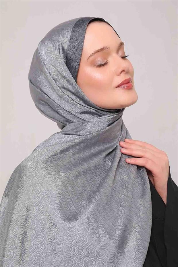 Füme Halka Desen Monogram Şal