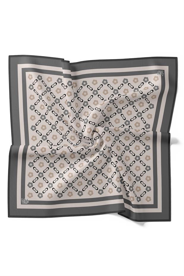 Füme Papatya Desen Twill İpek Eşarp