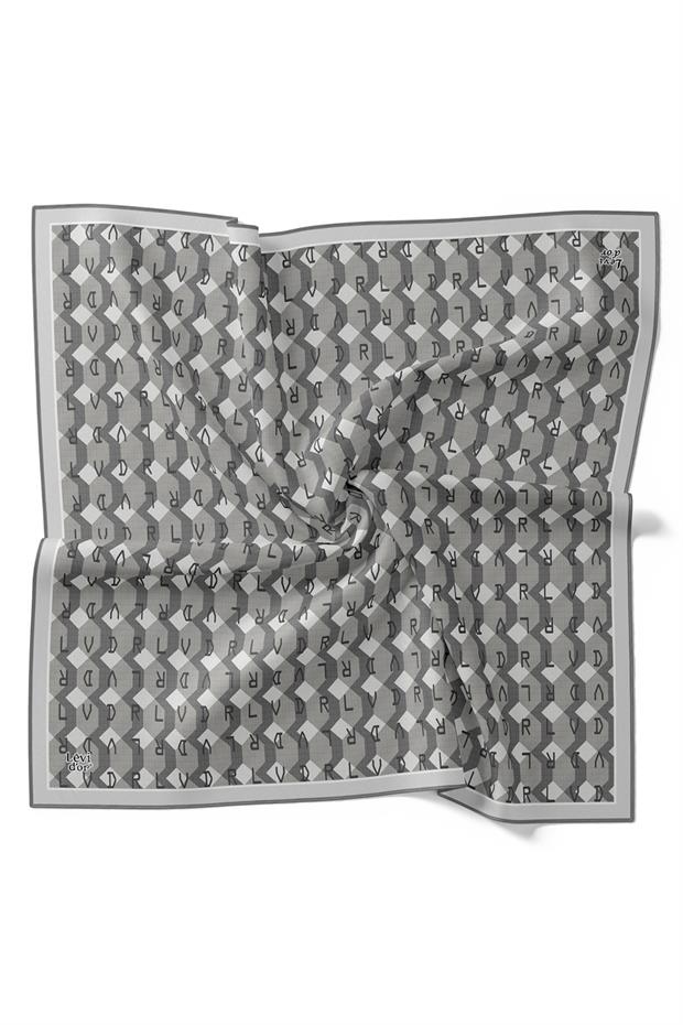 Füme Petek Baskılı Twill İpek Eşarp