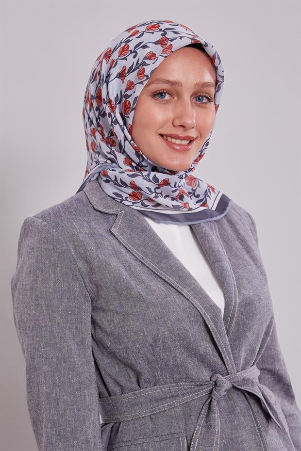 Füme Sarmaşık Desen Soft Eşarp