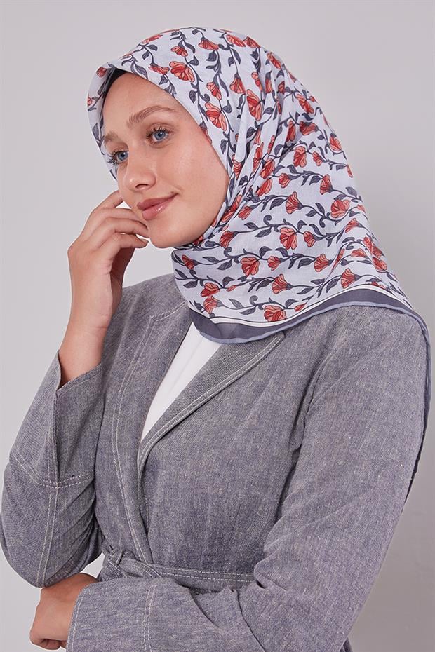 Füme Sarmaşık Desen Soft Eşarp