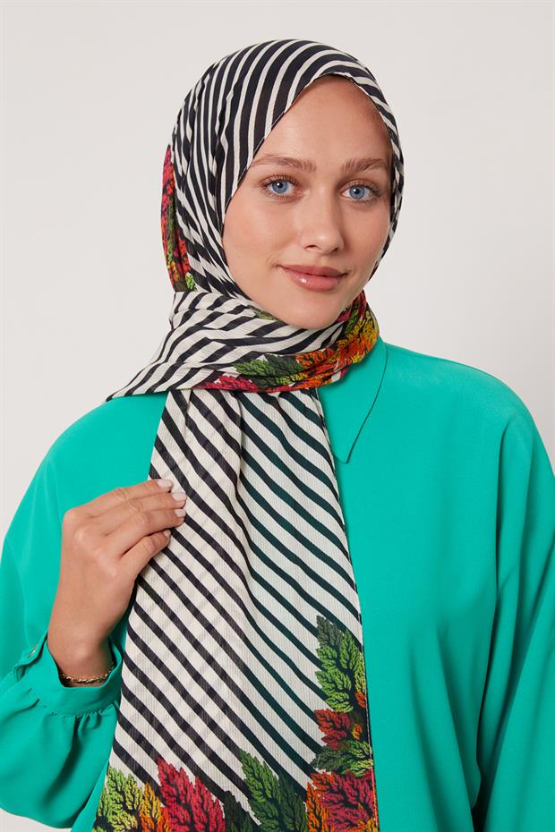 Fuşya Çam Desen Pamuk Şal