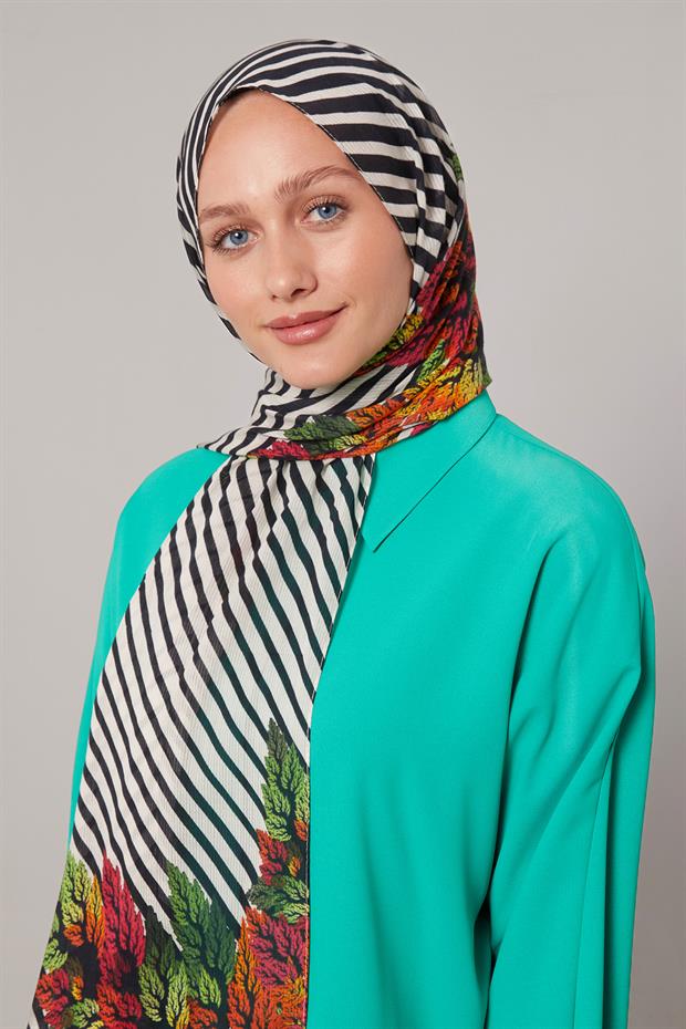 Fuşya Çam Desen Pamuk Şal