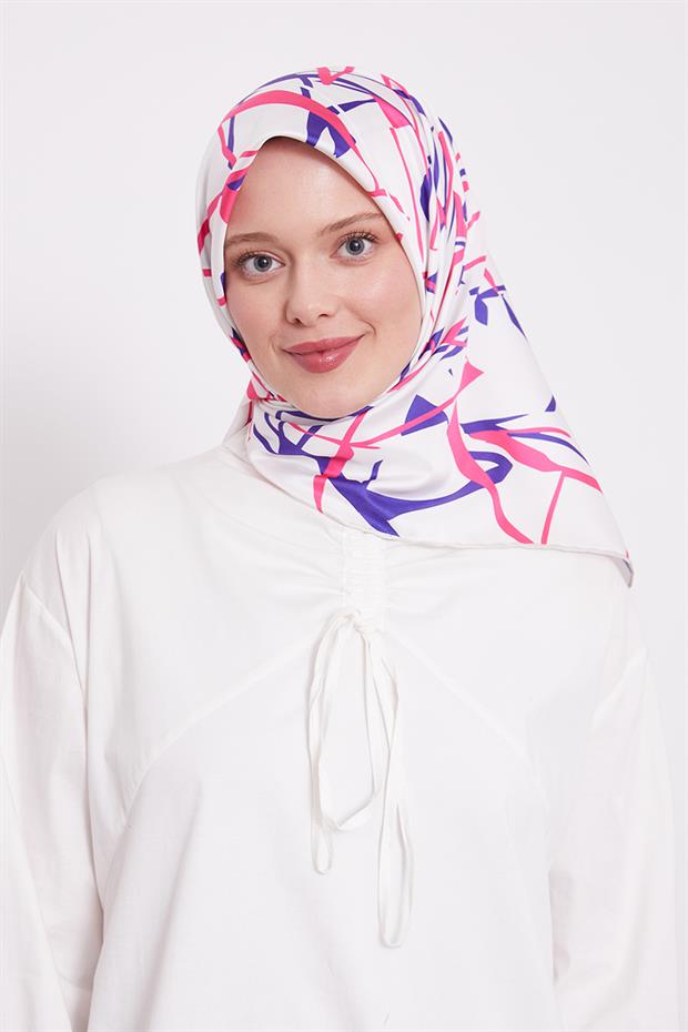 Fuşya Crack Desen Trend Twill Eşarp
