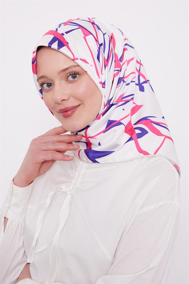 Fuşya Crack Desen Trend Twill Eşarp