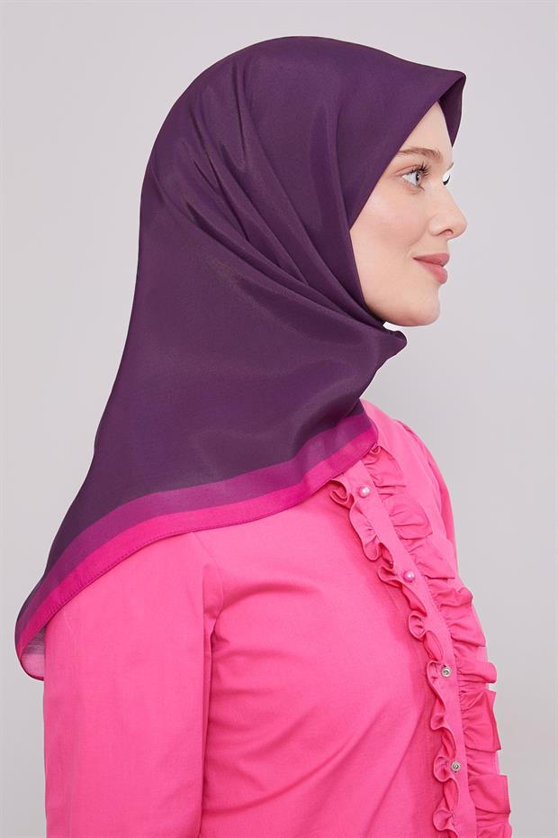 Fuşya Kenar Şerit Aura Eşarp