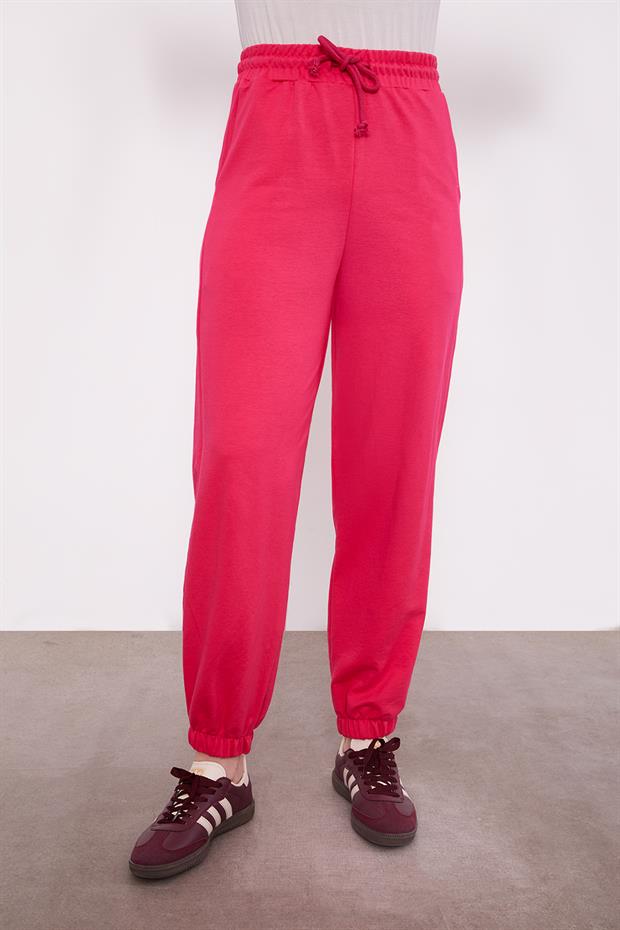 Fuşya Beli Lastikli Jogger Pantolon