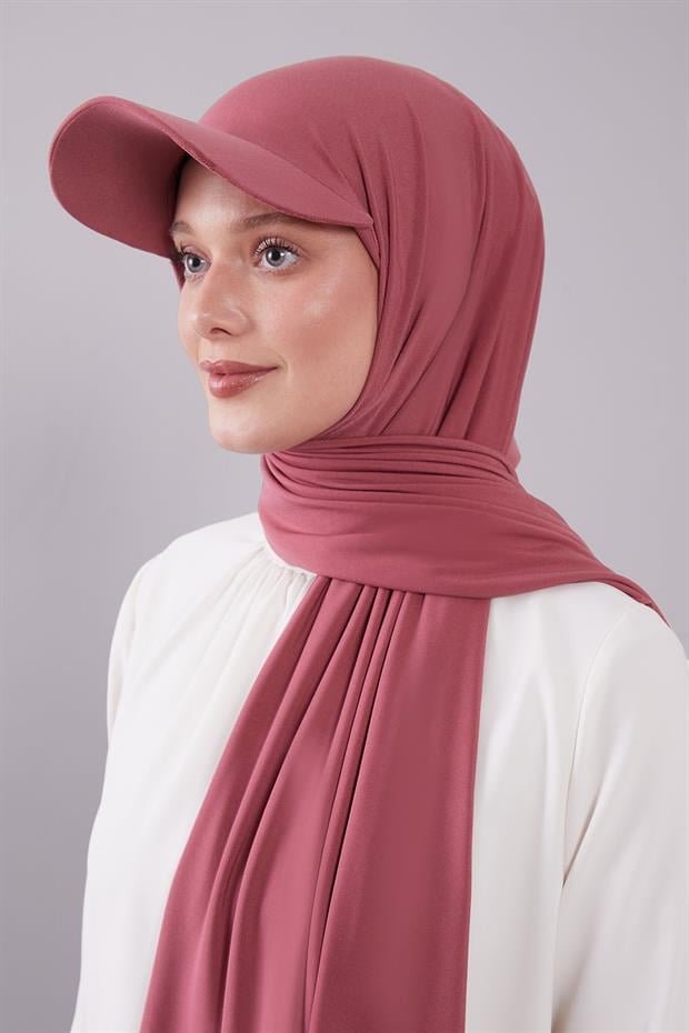 Fuşya Pratik Şapkalı Şal