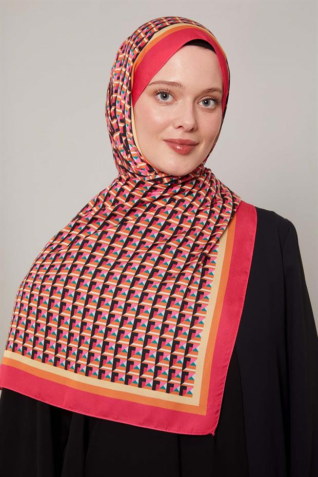 Fuşya Üç Boyut Desen Club Şal