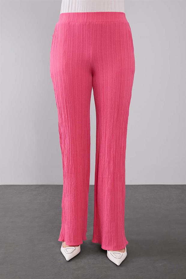 Fuşya Yarım Patlı Fırfır Detaylı İkili Takım