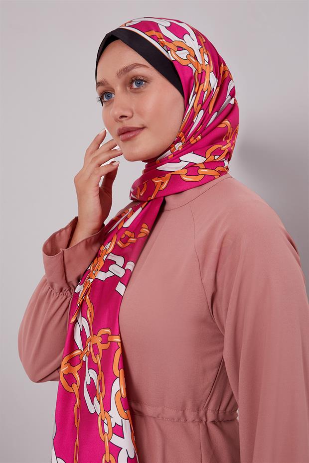 Fuşya Zincir Twill Şal