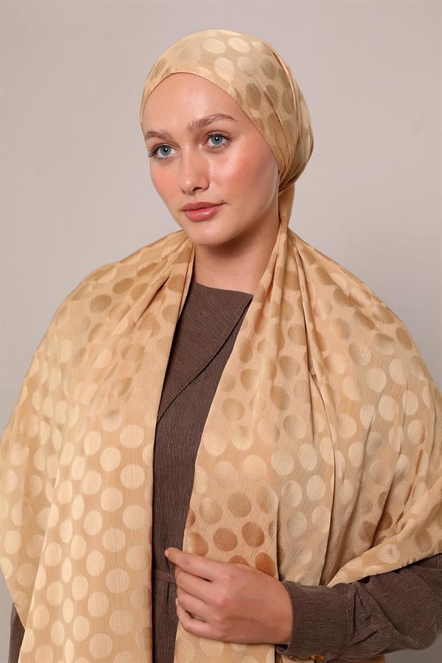 Gold Benek Desenli Jakar Capri Şal
