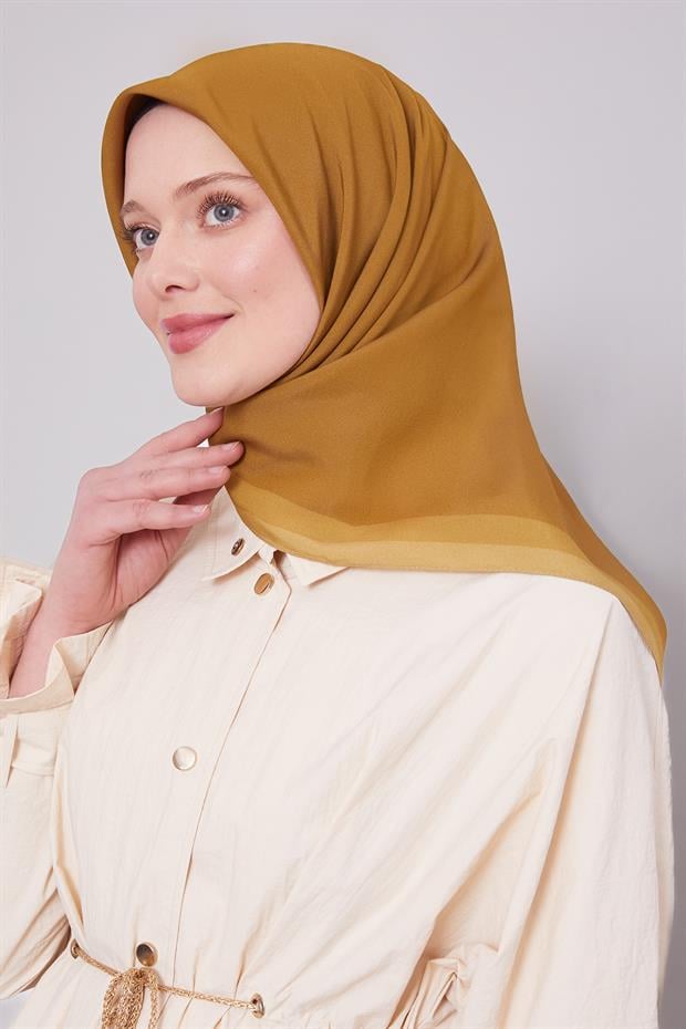 Gold Kenar Şerit Aura Eşarp