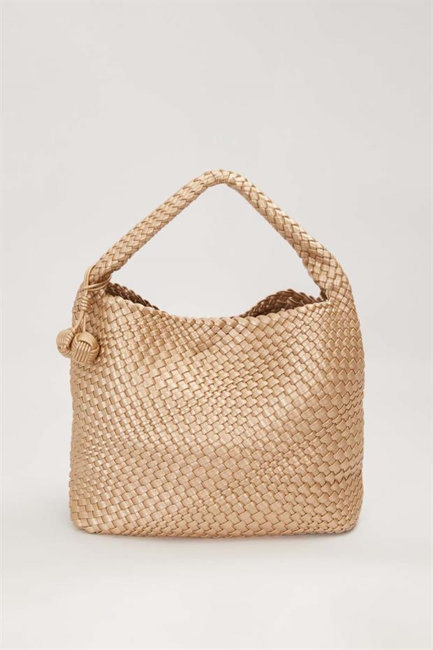 Gold Kısa Askılı Örgü Model El Çantası