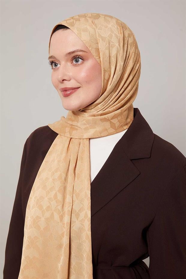 Gold Kristal Desen Jakar Capri Şal