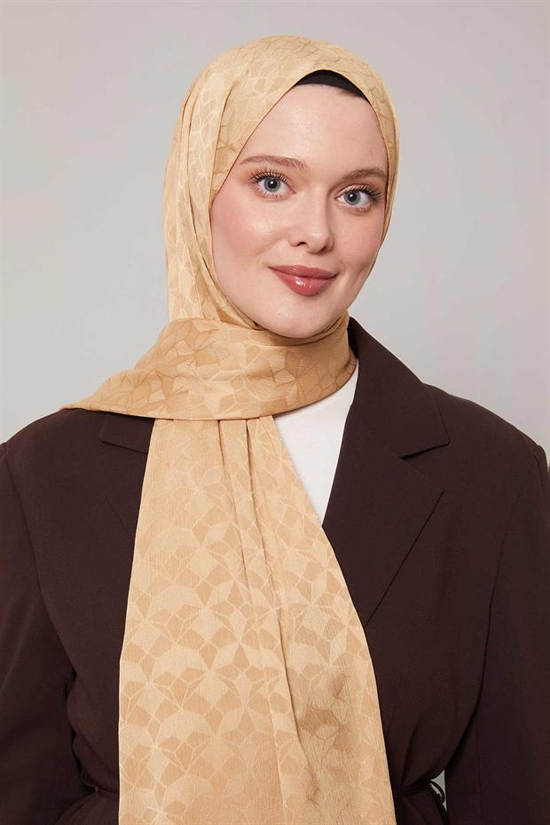 Gold Kristal Desen Jakar Capri Şal