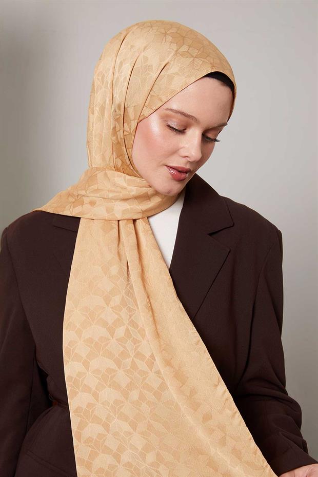 Gold Kristal Desen Jakar Capri Şal