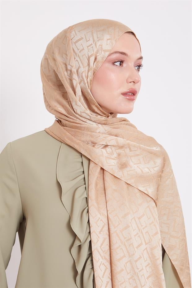 Gold L Desen İtalyan Jakar Şal