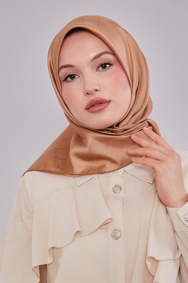Gold L Desen Monogram İpek Eşarp