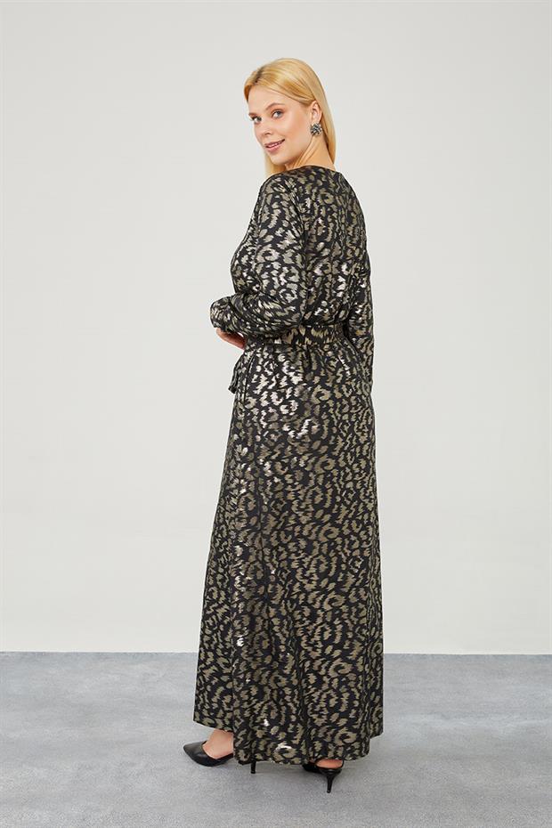 Gold Organze Kumaş Kuşak Bağlamalı Ferace