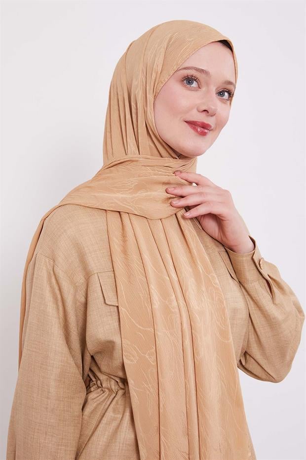 Gold Soyut Lale Desen Jakar Capri Şal