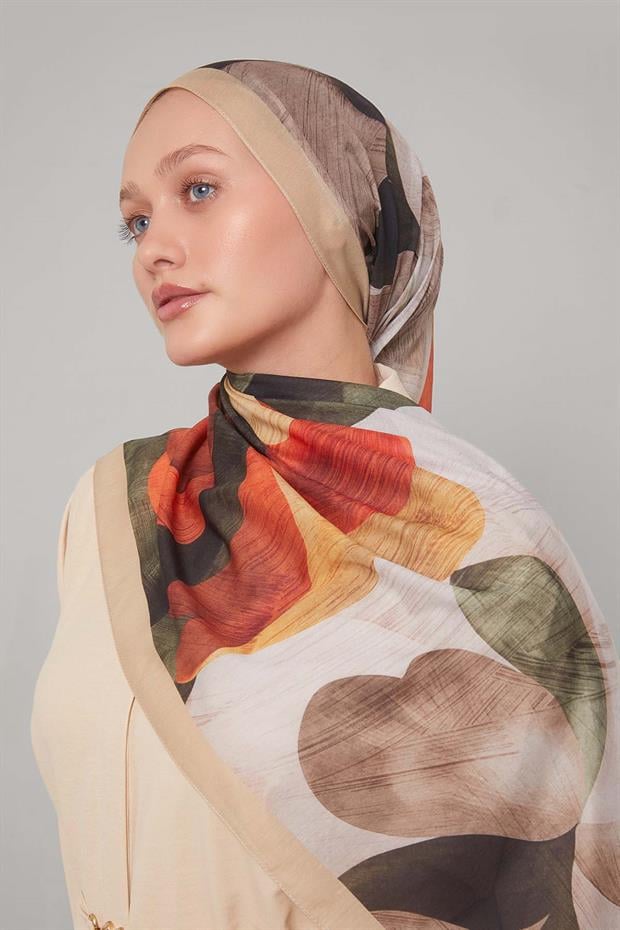 Gold - Yeşil Çiçek Desen Sport Şal