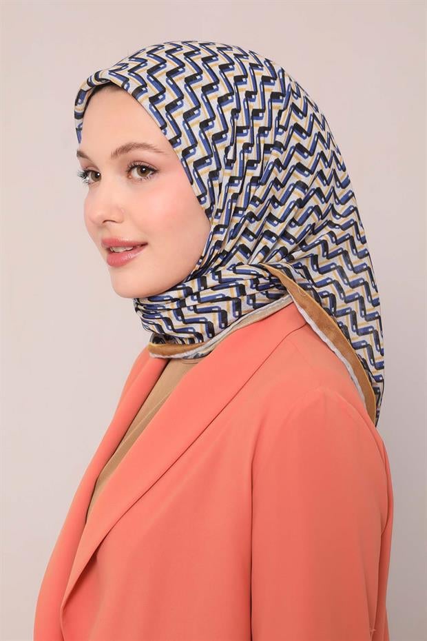 Gold Zigzag Desen Soft Eşarp