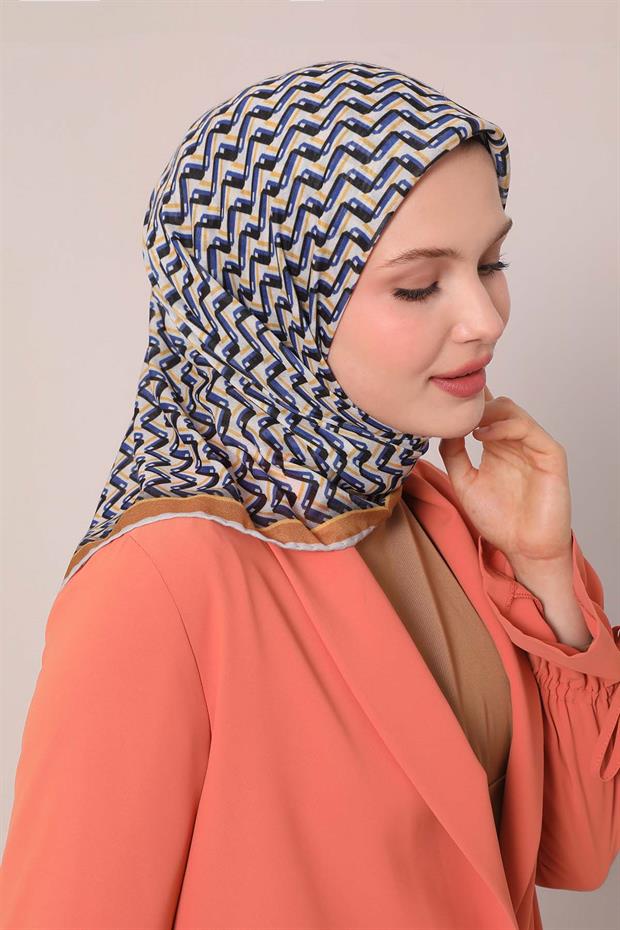 Gold Zigzag Desen Soft Eşarp